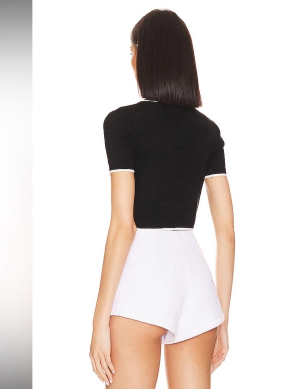 MAJORELLE Amy cropped Cardigan sweater & tank set black white medium - Picture 4 of 12